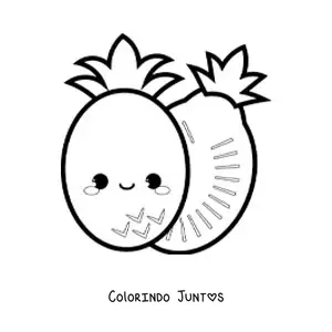 Desenho para colorir de um abacaxi kawaii