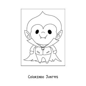 Desenho para colorir de menino fantasiado de vampiro kawaii