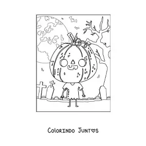 Desenho para colorir de desenho com máscara de abóbora de Halloween