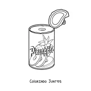 Desenho para colorir de uma lata de abacaxi aberta
