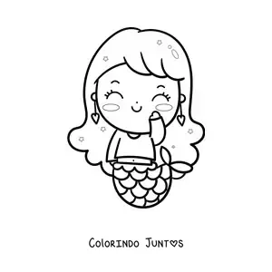 Desenho para colorir de sereia kawaii fácil com suéter