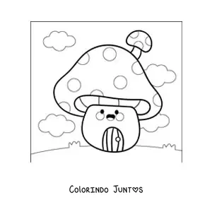 Desenho para colorir de casa de cogumelo kawaii animada