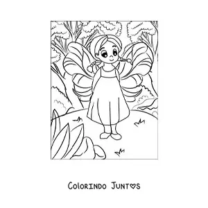 Desenho para colorir de fadinha bebê fofa na floresta