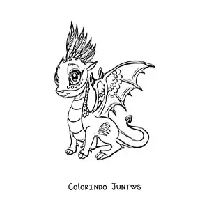 Desenho para colorir de lindo dragão bebê kawaii
