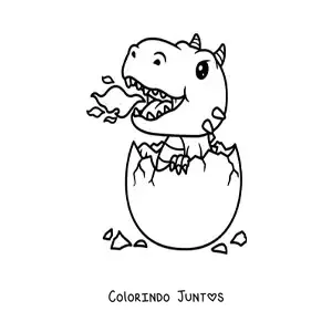 Desenho para colorir de ovo com dragão bebê kawaii cuspindo fogo