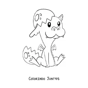 Desenho para colorir de ovo com dragão bebê sentado