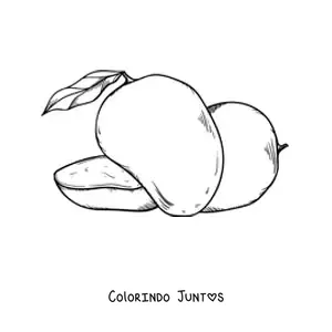 Desenho para colorir de uma manga fatiada e outra manga inteira