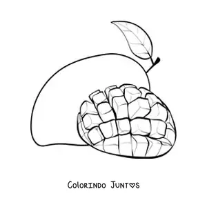 Desenho para colorir de uma manga fatiada em cubos e outra manga ao fundo