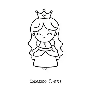 Desenho para colorir de princesa kawaii