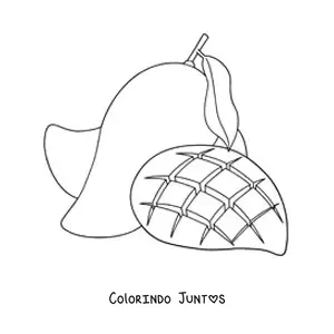 Desenho para colorir de uma manga fatiada em cubos e outra manga ao fundo