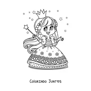 Desenho para colorir de grande princesa mágica
