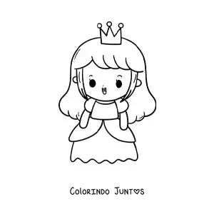 Desenho para colorir de grande princesa kawaii