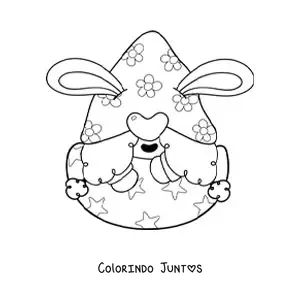 Desenho para colorir de gnomo com ovo de Páscoa