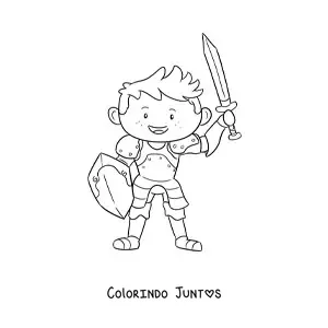 Desenho para colorir de cavaleiro antigo animado