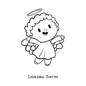 Desenho para colorir de anjo kawaii