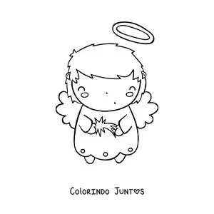 Desenho para colorir de anjo de Natal fofo com estrela