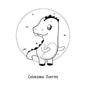 Desenho para colorir de dinossauro kawaii fácil