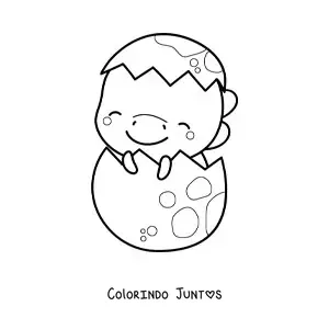 Desenho para colorir de dinossauro kawaii bebê em seu ovo