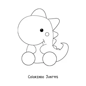 Desenho para colorir de dinossauro kawaii grande sentado