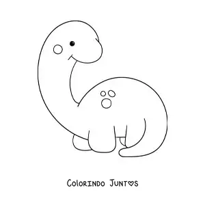 Desenho para colorir de dinossauro kawaii animado sorrindo