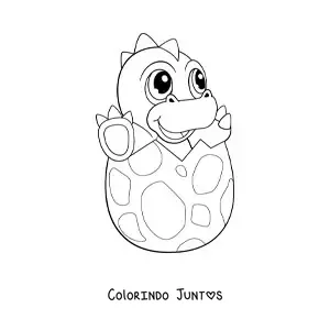 Desenho para colorir de dinossauro fofo saindo de um ovo