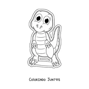 Desenho para colorir de dinossauro kawaii grande