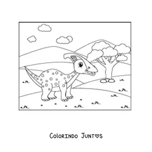 Desenho para colorir de dinossauro animado vegetariano