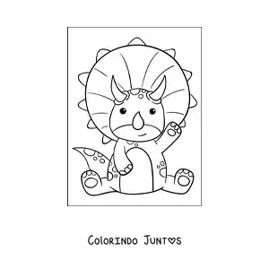 Desenho para colorir de triceratops bebê kawaii