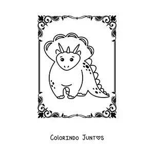 Desenho para colorir de triceratops kawaii grande
