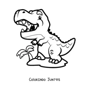 Desenho para colorir de tiranossauro rex bebê animado
