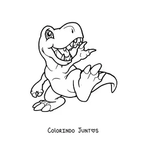 Desenho para colorir de t rex bebê fofo animado