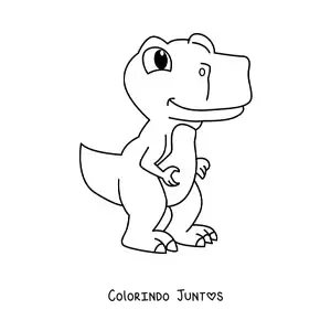 Desenho para colorir de tiranossauro rex bebê kawaii grande