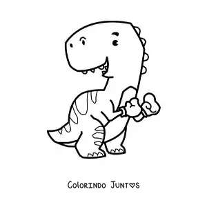 Desenho para colorir de t rex grande animado com luvas de boxe