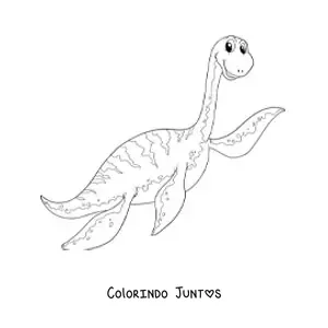 Desenho para colorir de dinossauro marinho de pescoço longo animado