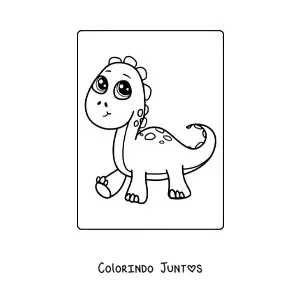 Desenho para colorir de dinossauro bebê kawaii com sua mamãe