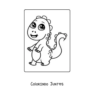 Desenho para colorir de dinossauro bebê kawaii grande sentado