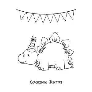 Desenho para colorir de estegossauro em uma festa de aniversário