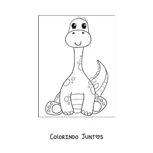 Desenho para colorir de dinossauro bebê fofo de pescoço longo sentado