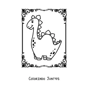 Desenho para colorir de dinossauro de pescoço longo e fofo