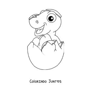 Desenho para colorir de dinossauro grande saindo do ovo