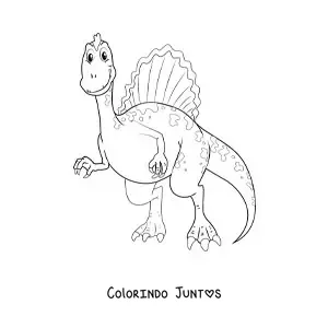 Desenho para colorir de dinossauro carnívoro animado e fácil