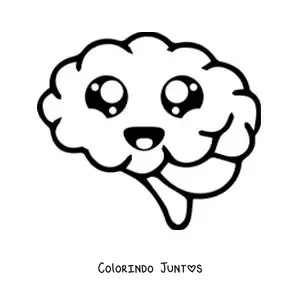 Desenho para colorir de cérebro kawaii fácil