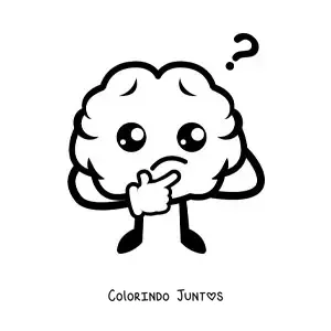 Desenho para colorir de coração kawaii animado e fácil