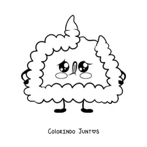 Desenho para colorir de cérebro kawaii grande