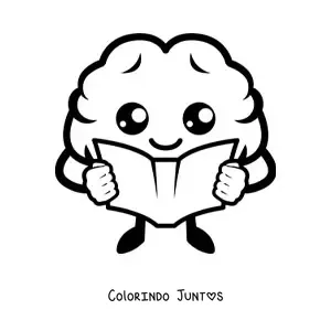 Desenho para colorir de intestino kawaii animado e doente