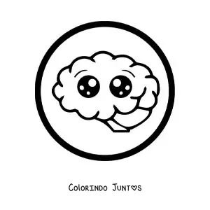 Desenho para colorir de cérebro kawaii animado fazendo exercícios