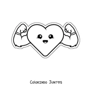 Desenho para colorir de coração kawaii forte
