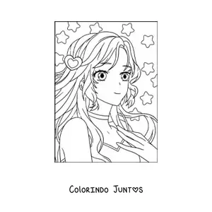 Desenho para colorir de rosto de menina anime kawaii com olhos grandes