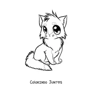 Desenho para colorir de gato animado estilo anime