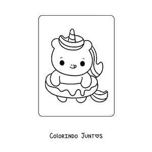 Desenho para colorir de unicórnio bebê fácil com uma rosquinha gigante